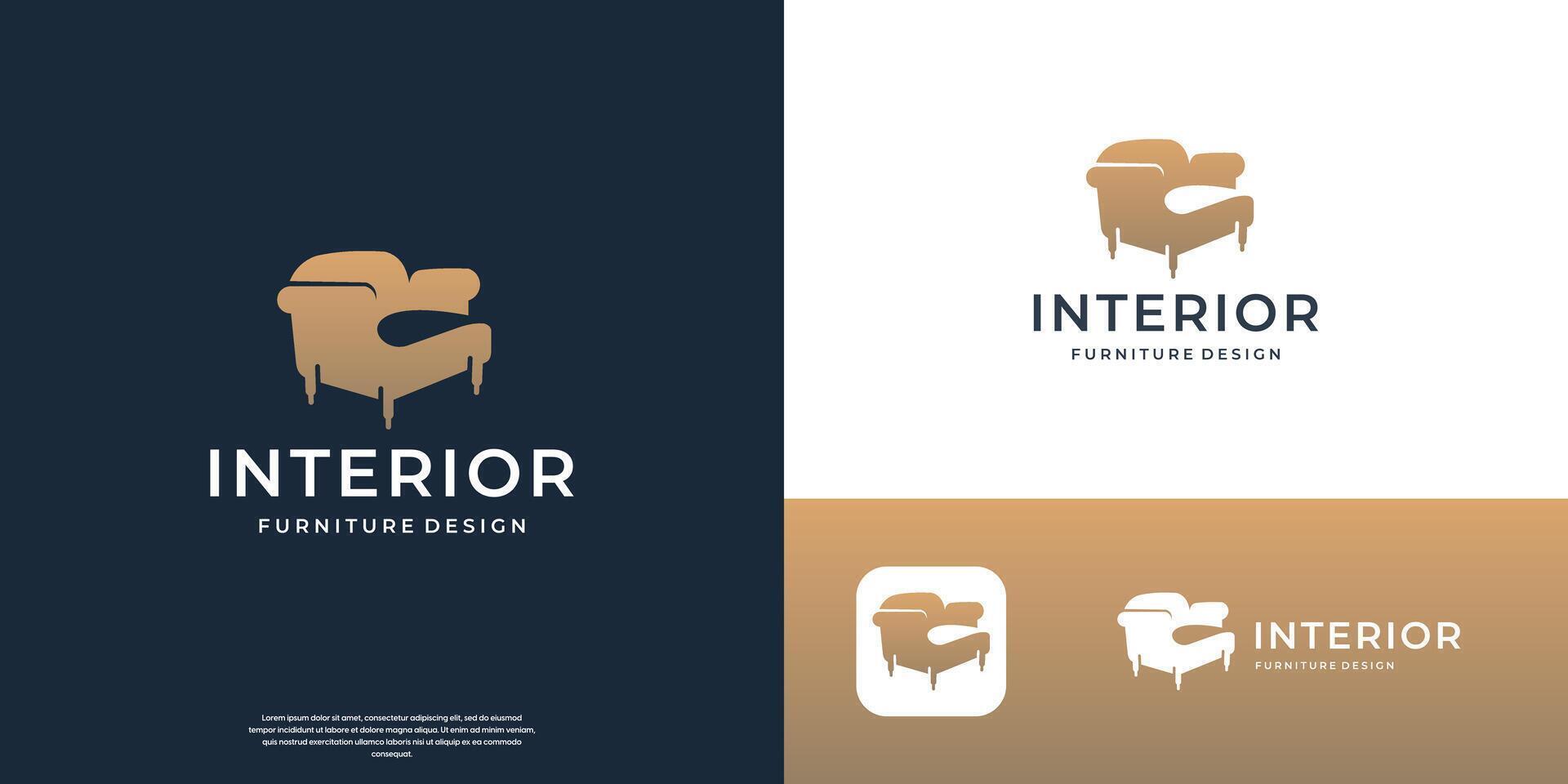 interior sofa minimalist flat logo template illustration design. vector