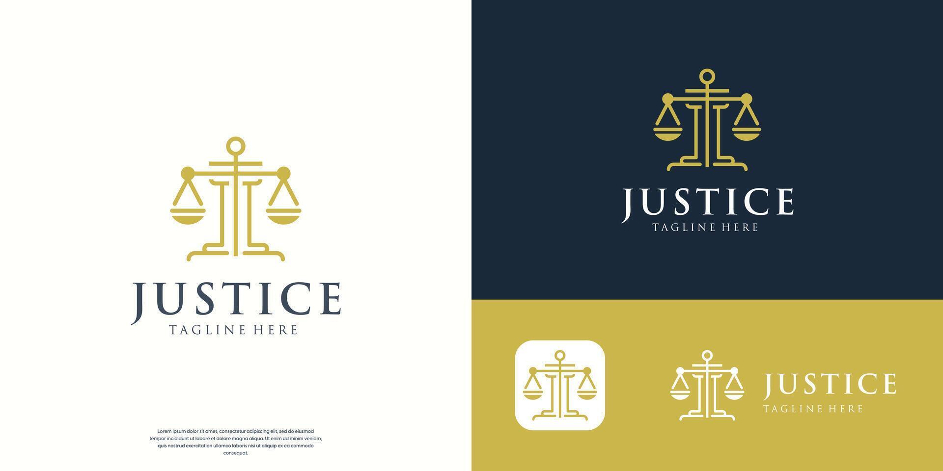minimalist law firm with simple scale justice design illustration. vector