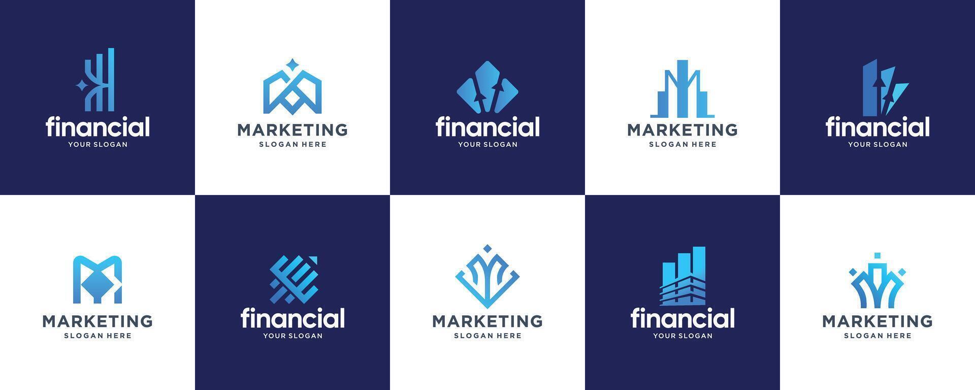 Marketing, finance, sales, media and business abstract logos and icons. vector