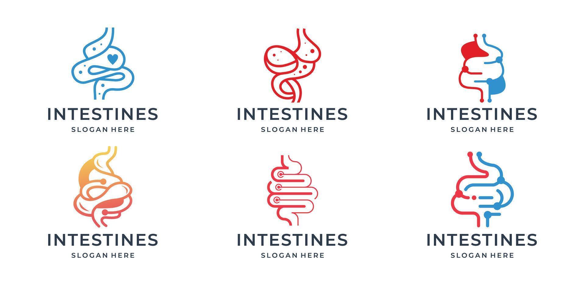 collection of geometry line healthy intestine for health and doctor logo vector