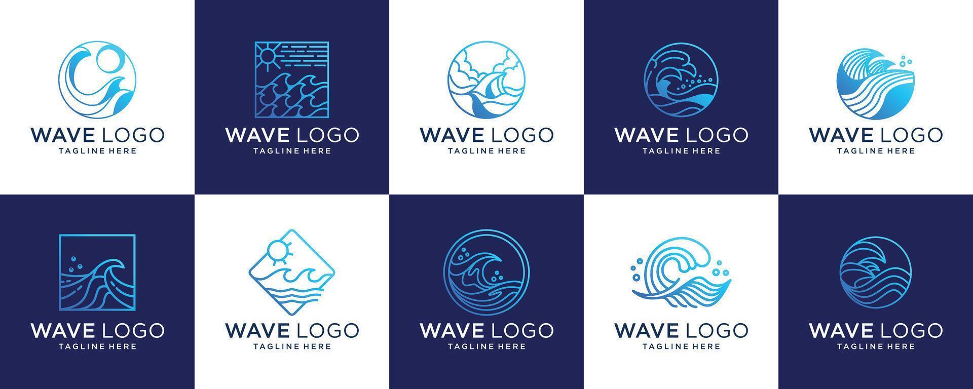 set of wave logo minimalist design collection for business of company. vector