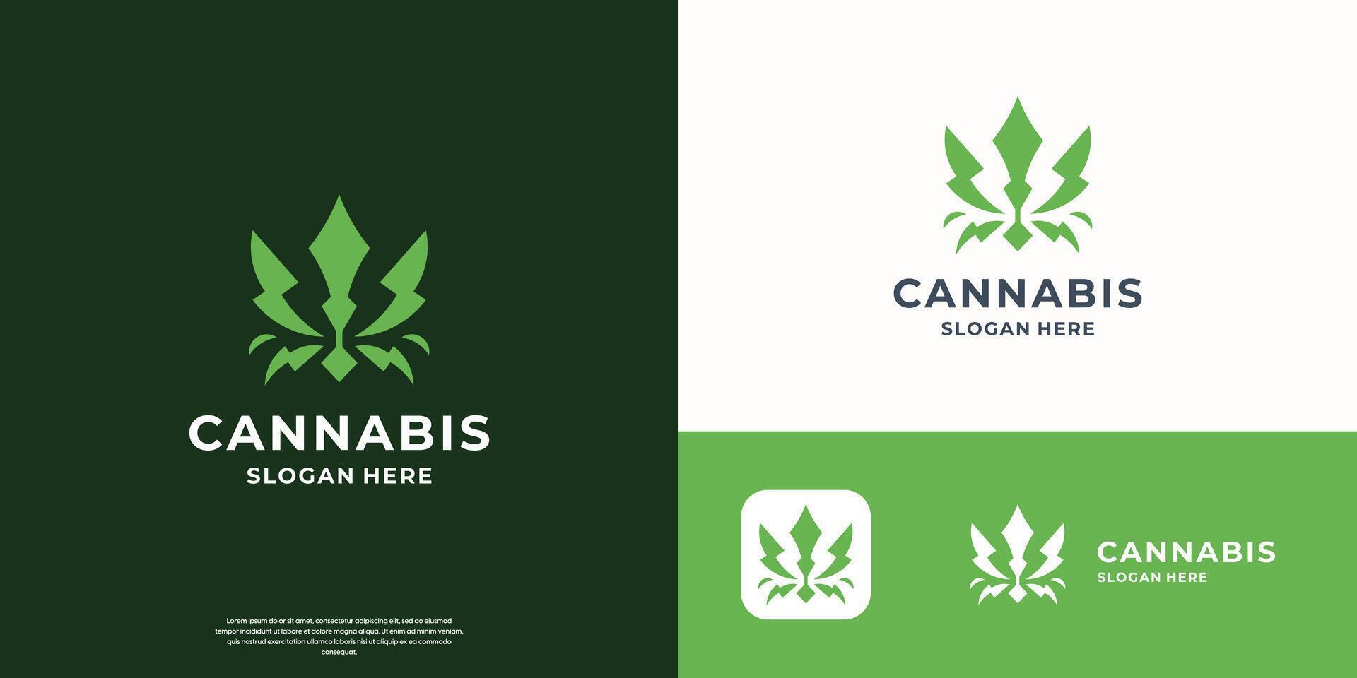 creative of abstract marijuana leaf cannabis logo design template. vector