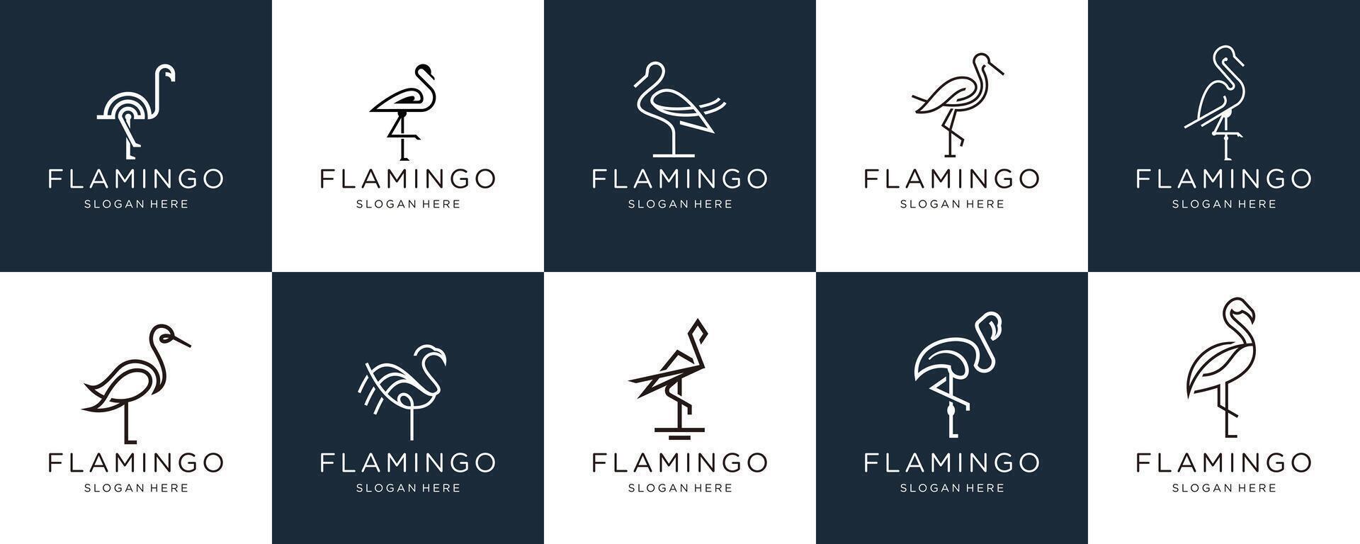 minimalist flamingos logo design inspiration. vector
