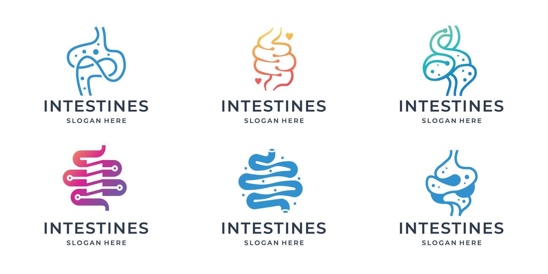 collection of geometry line healthy intestine for health and doctor logo vector