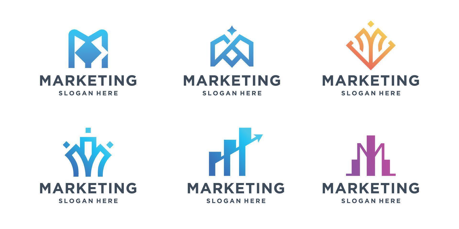 creative of marketing finance logo bundle with abstract letter M symbol template. vector