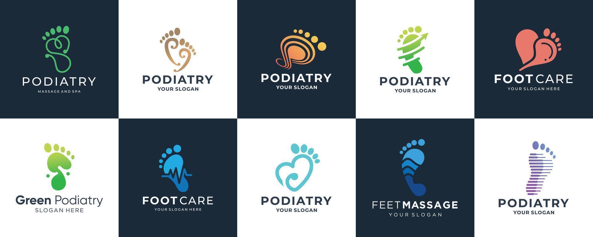 Podiatrist logo set with creative element style vector