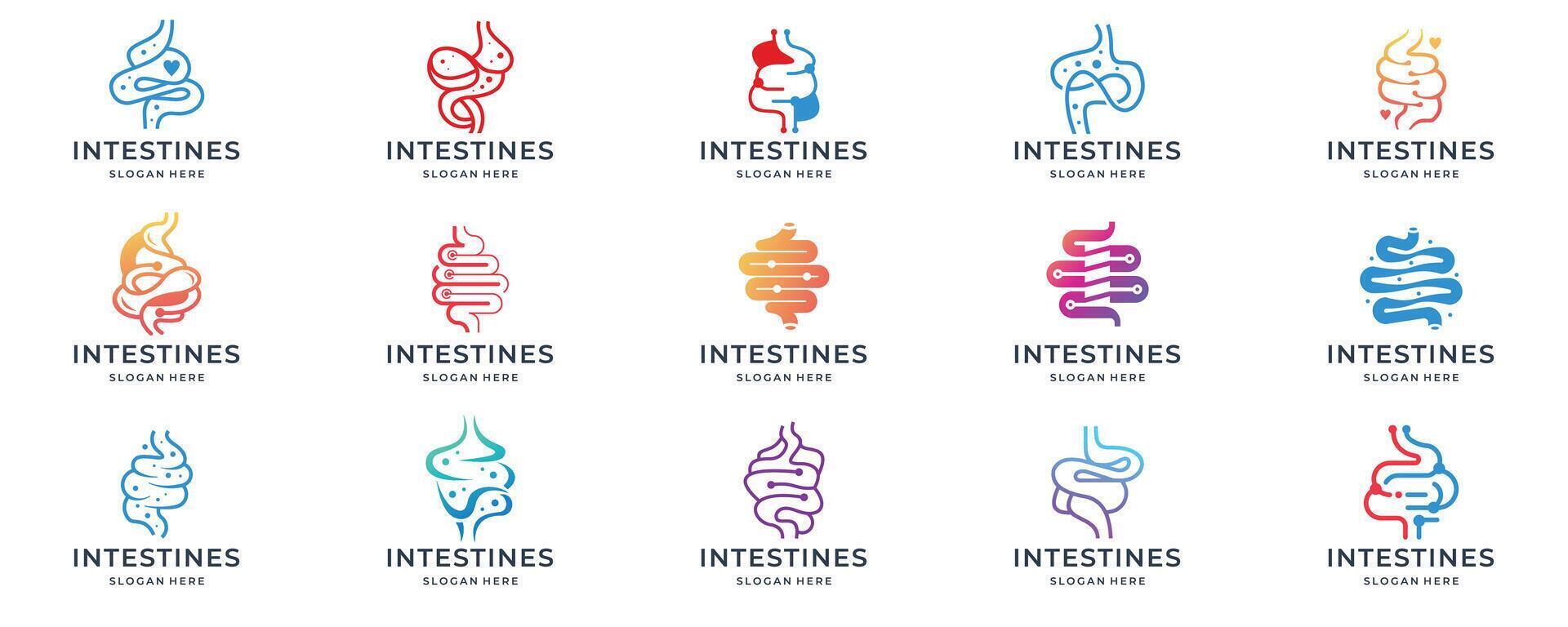 set of geometry healthy intestine for health and doctor logo collection. vector