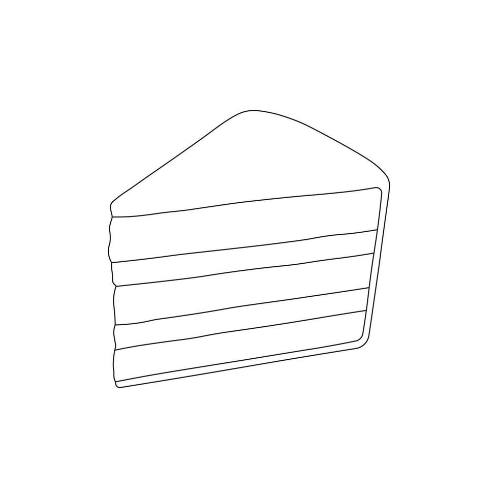 Hand drawn cartoon a slice of chocolate cake Isolated on White vector