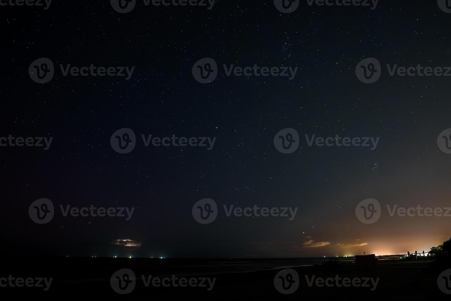 Lightning thunderstorm flash over the night sky. Concept on topic weather, cataclysms, hurricane, Typhoon, tornado, storm in Latvia over the Baltic sea. photo