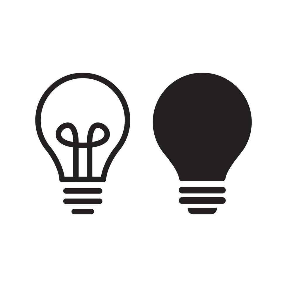 Lamp icon set. Idea lamp icon collection. Flat style vector