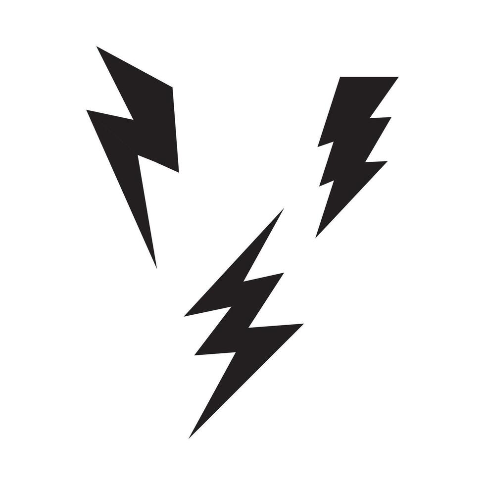 Lightning bolt icons set isolated on white background. Black flash symbol. vector