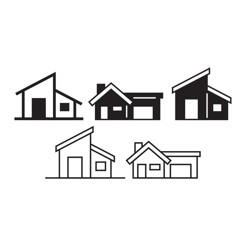Set of home icons isolated on a white background. House icons sign isolated on white background. vector