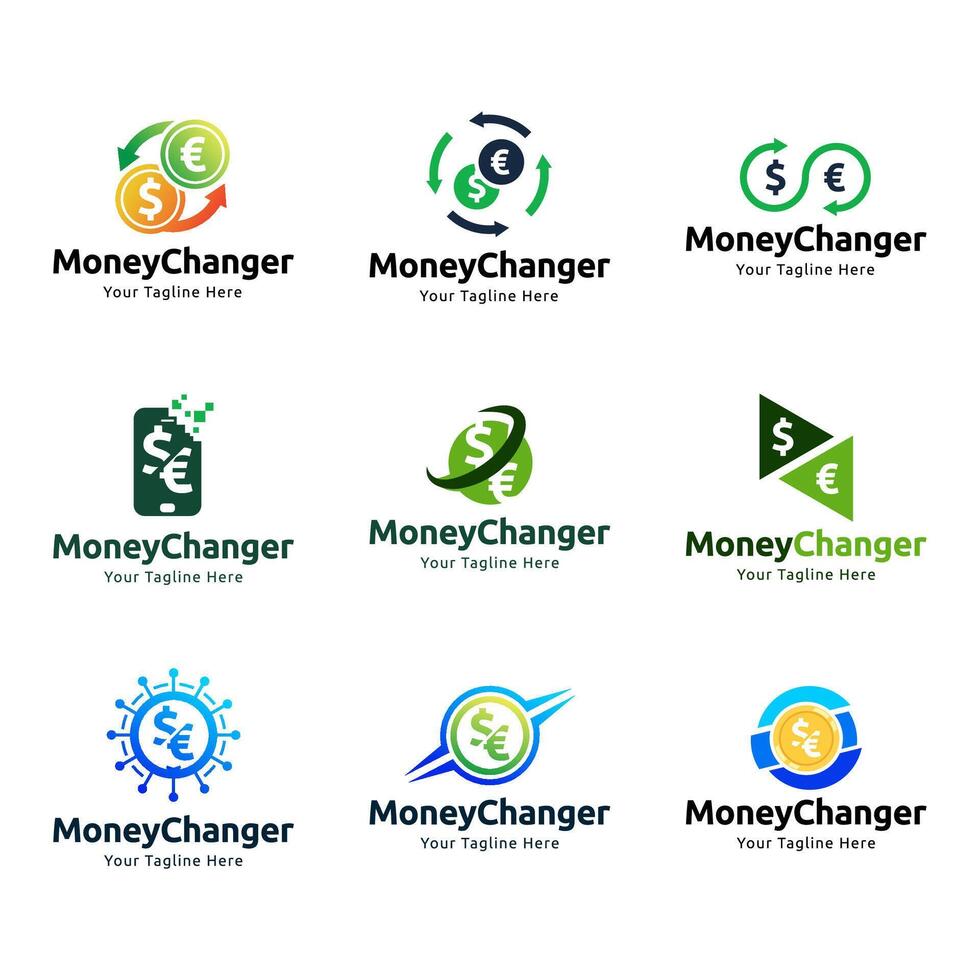 Set of Money Changer Logo Template Design vector