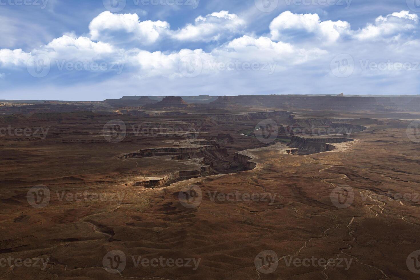 Canyons National Park in Utah overlooking the green river, Canyons National Park with blue sky photo