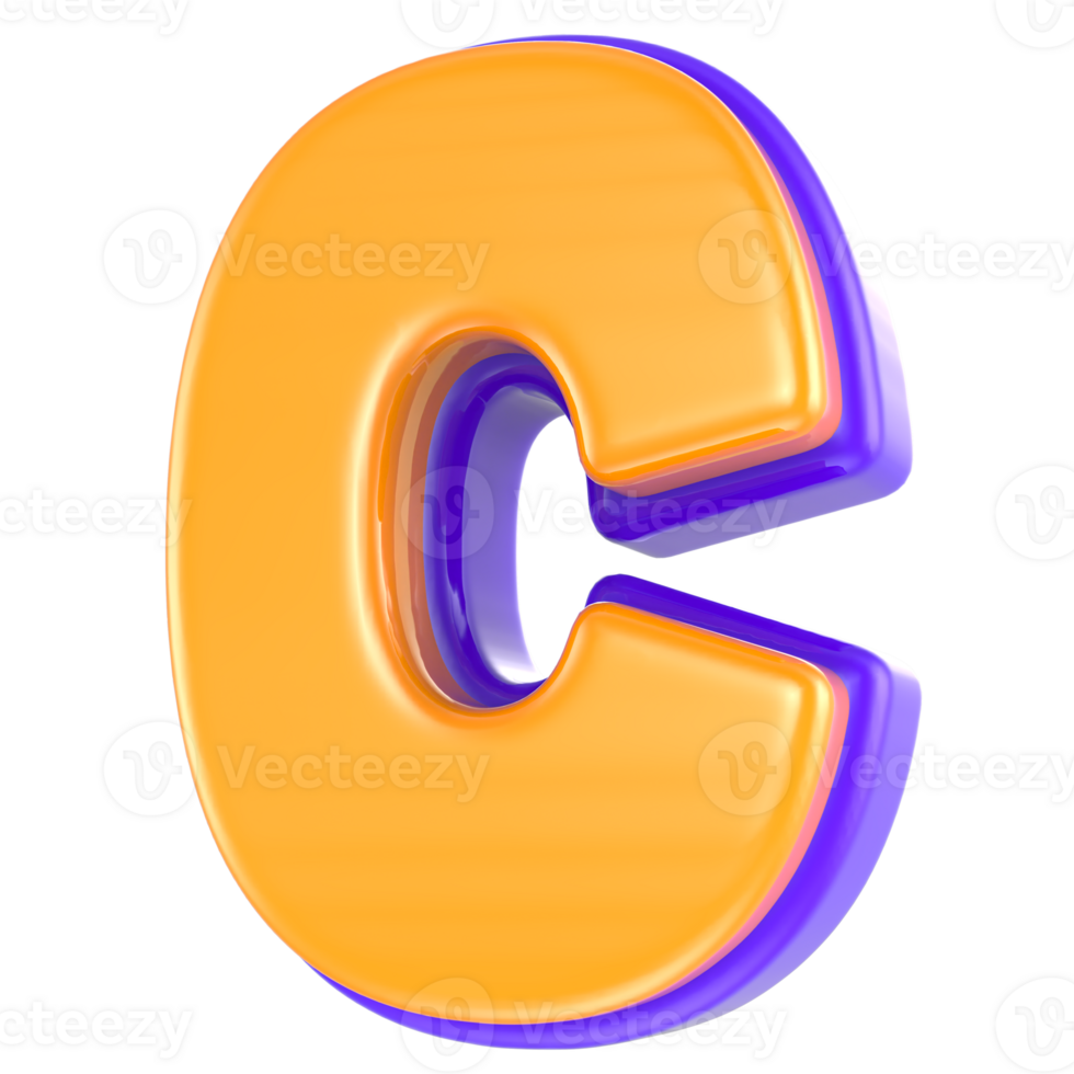 C Font 3D Render png