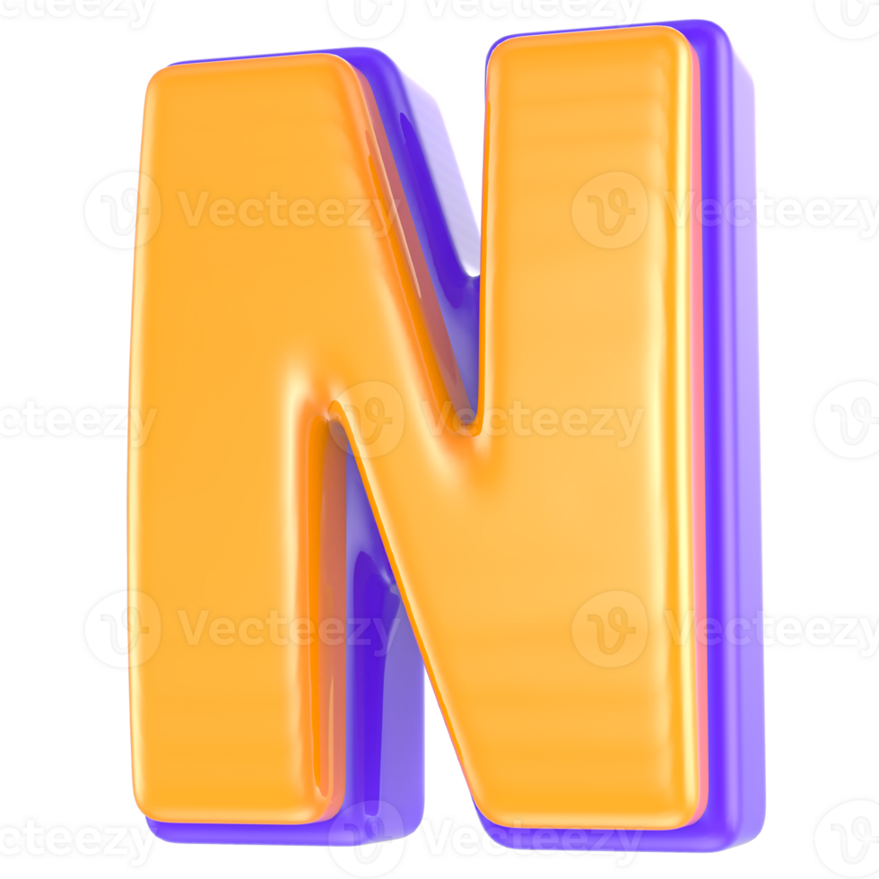 N Font 3D Render png