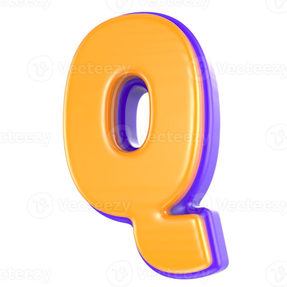 Q Font 3D Render png