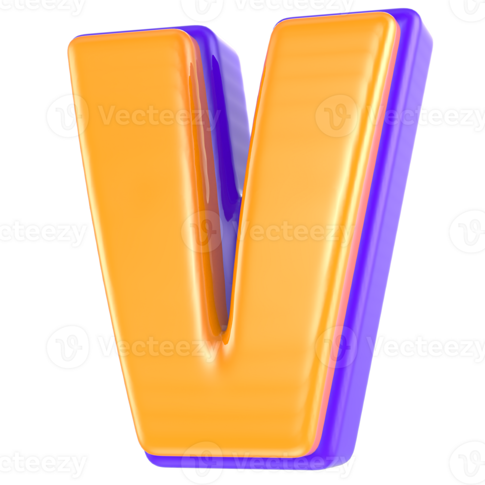 V Font 3D Render png
