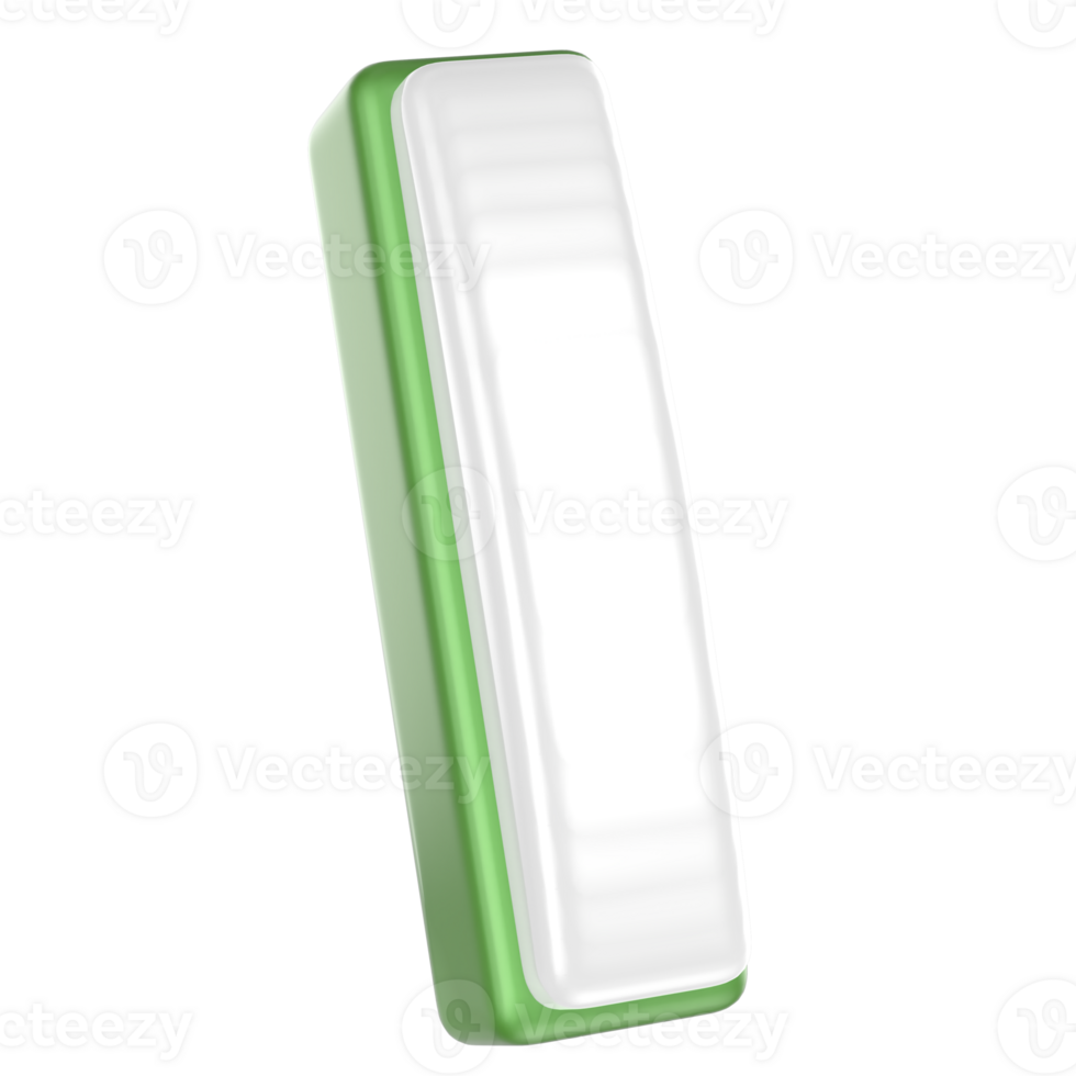 l Letter Green With White 3D Render png