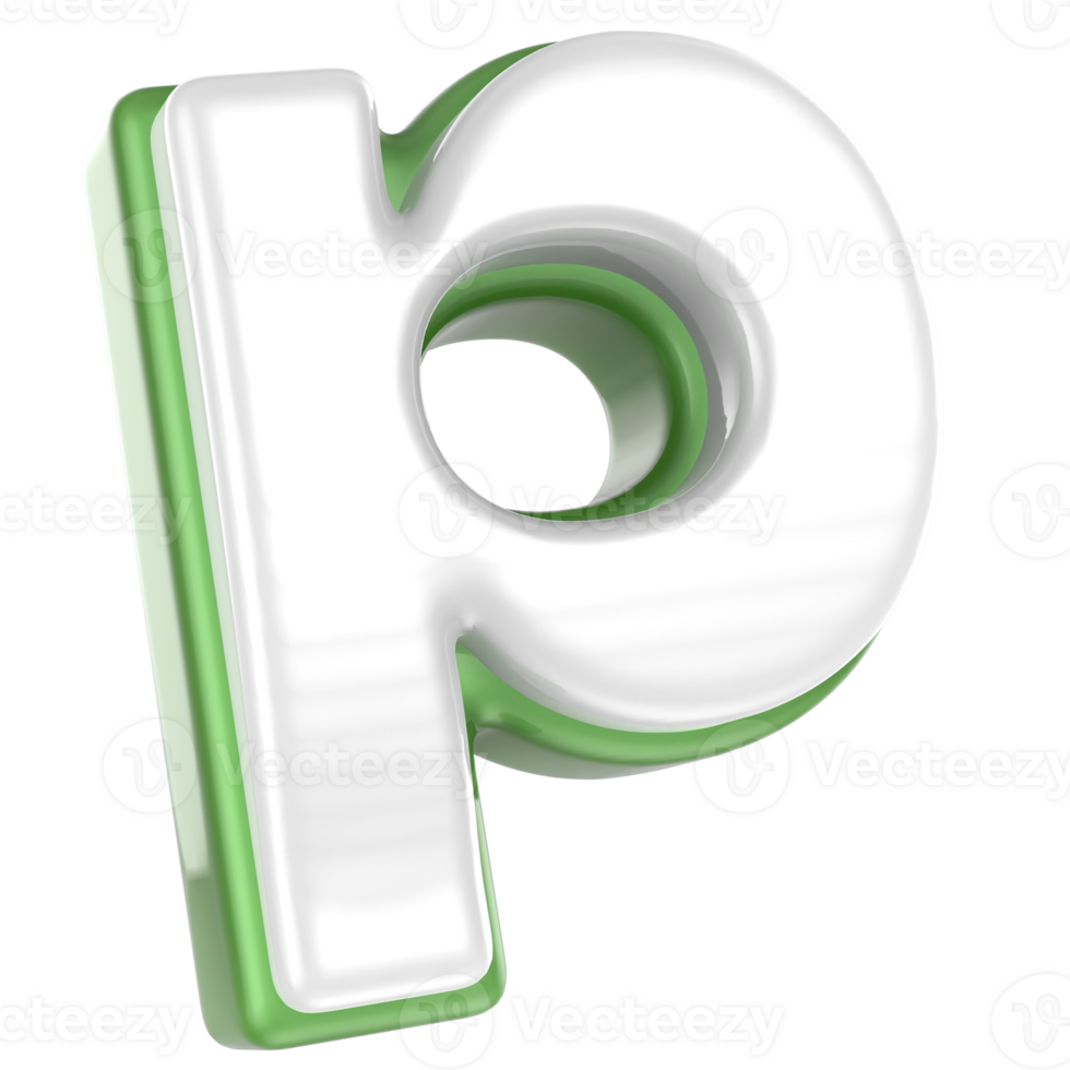 p Letter Green With White 3D Render png
