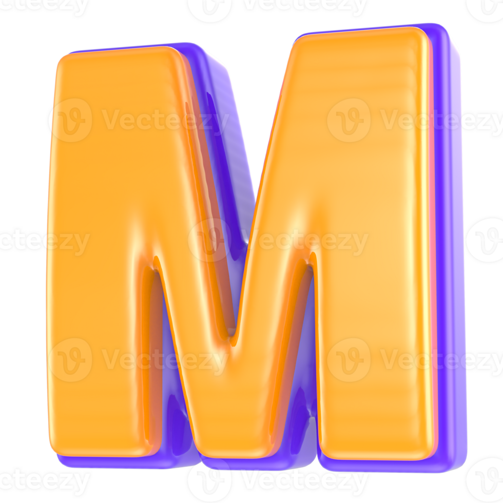 M Font 3D Render png