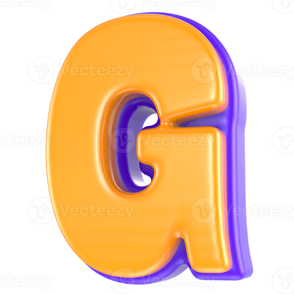 G Font 3D Render png