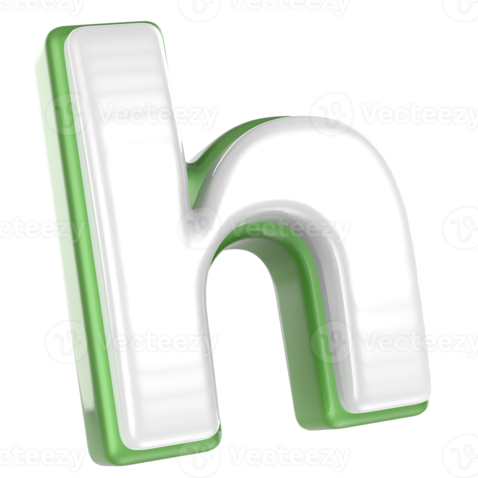 h Letter Green With White 3D Render png