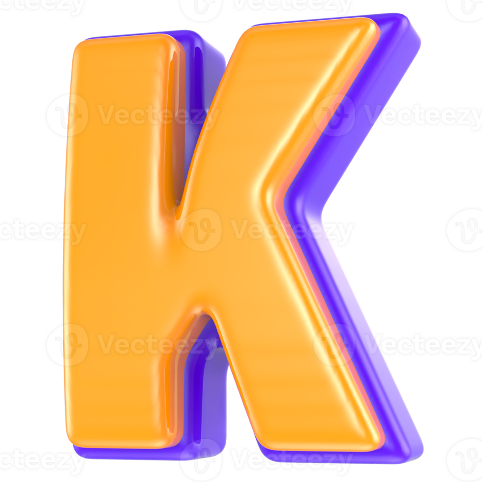 K Font 3D Render png