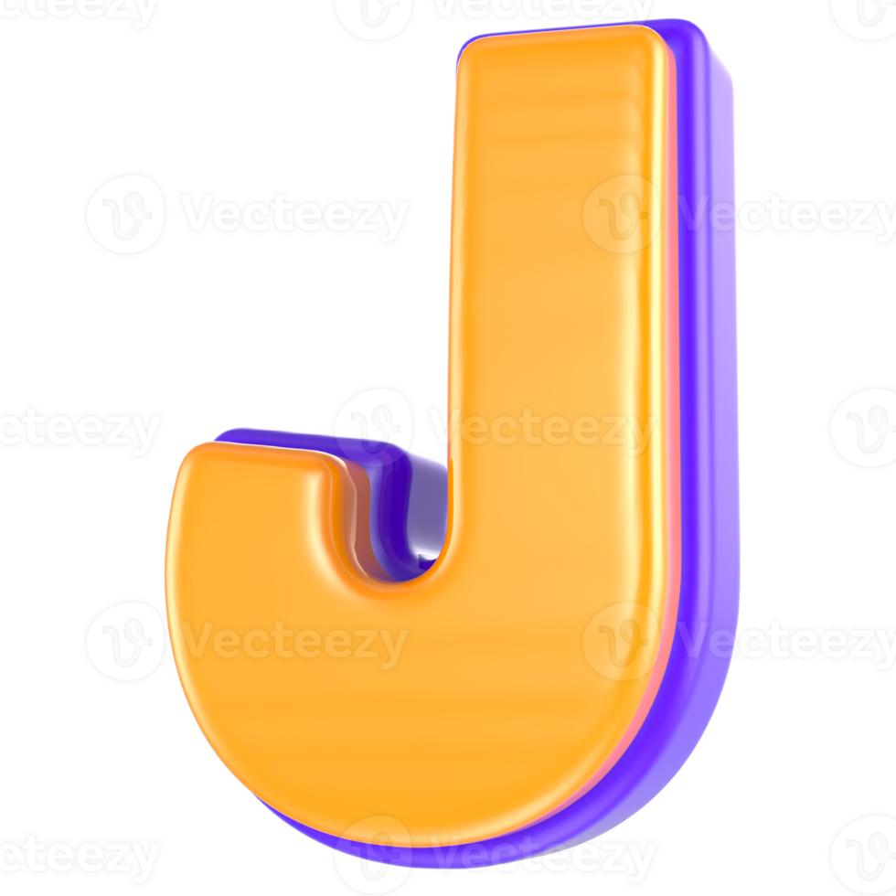 J Font 3D Render png