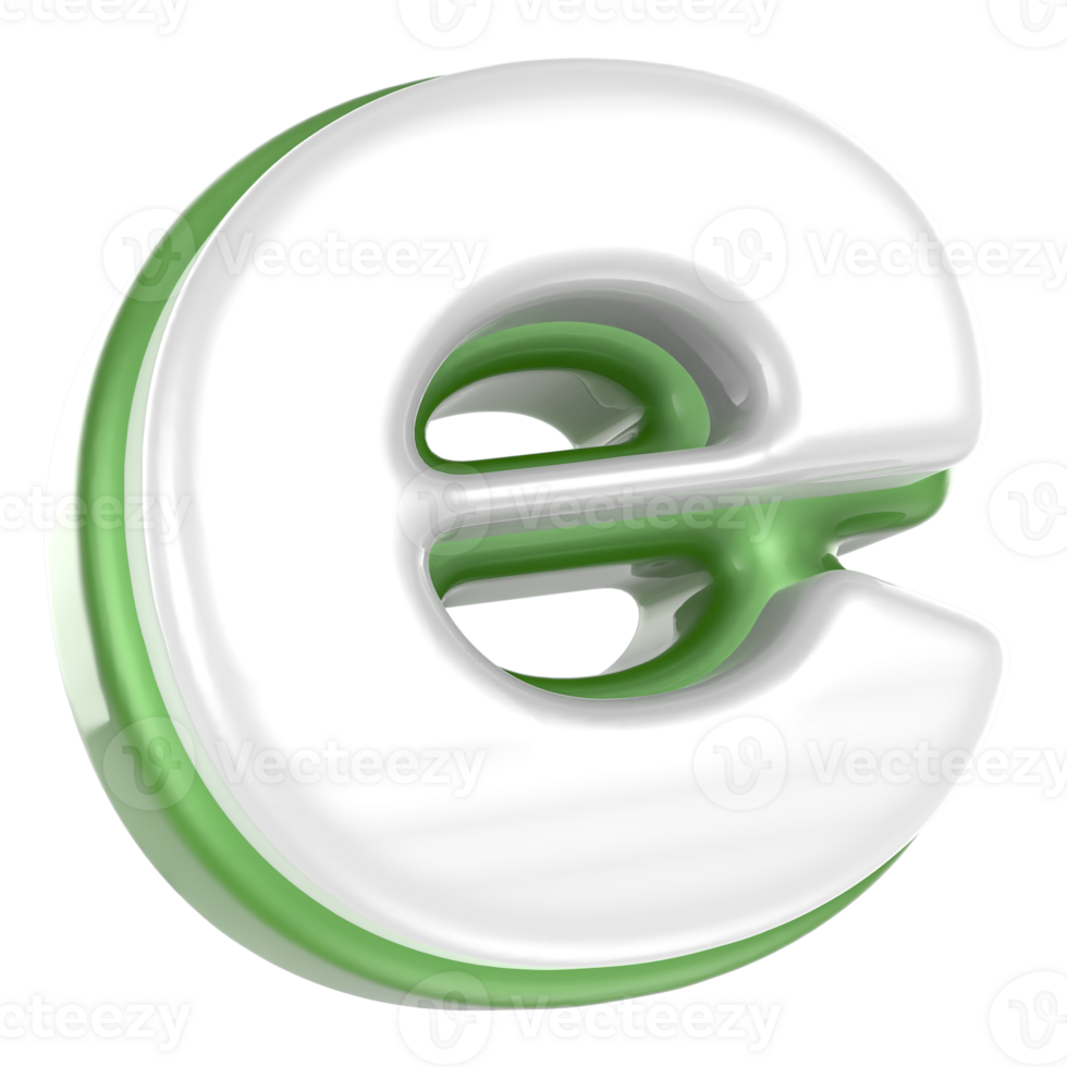 e Letter Green With White 3D Render png