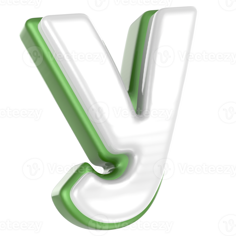 y Letter Green With White 3D Render png