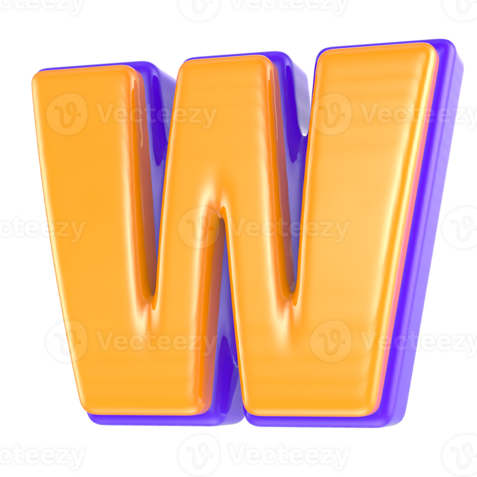 W Font 3D Render png