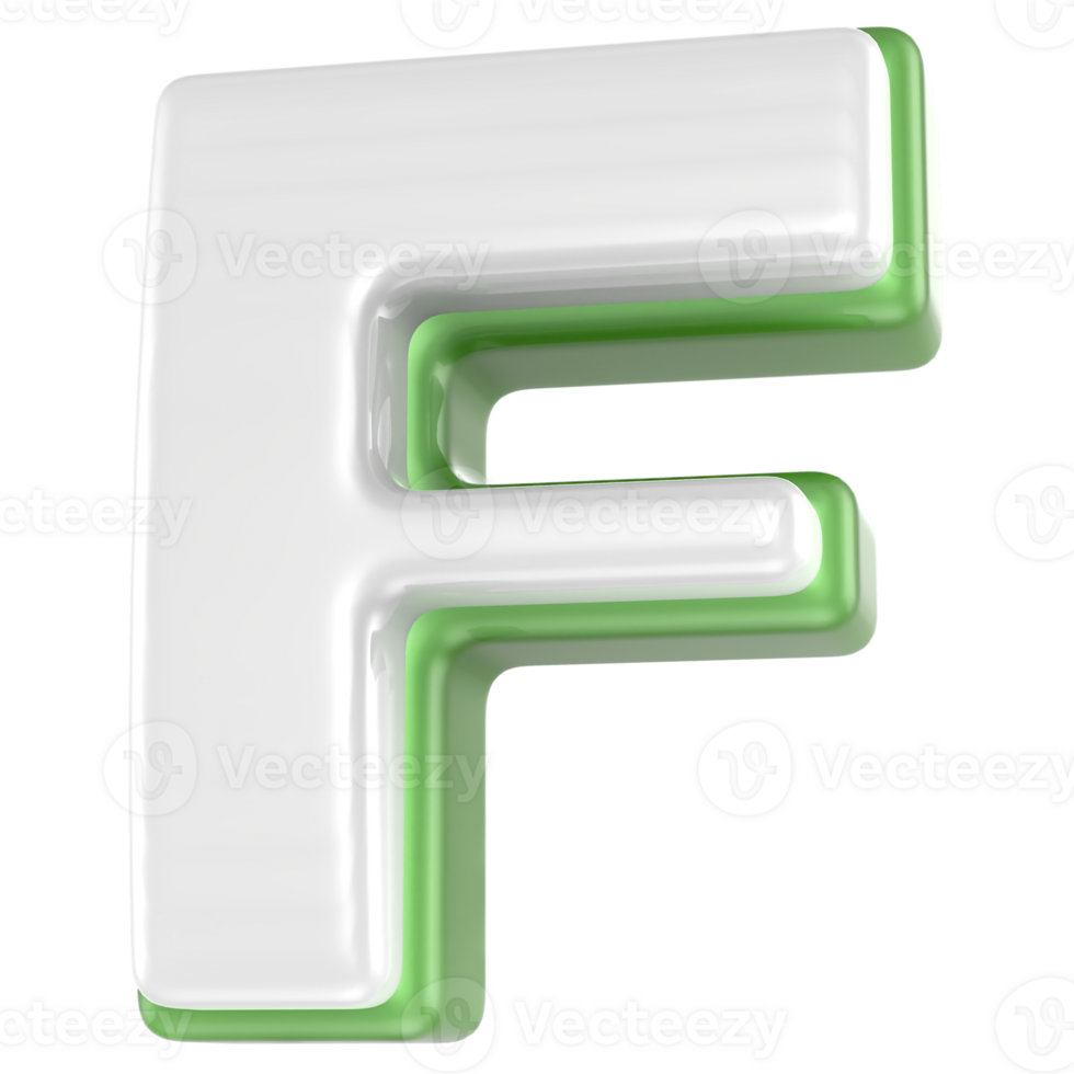 F Letter 3D Render png