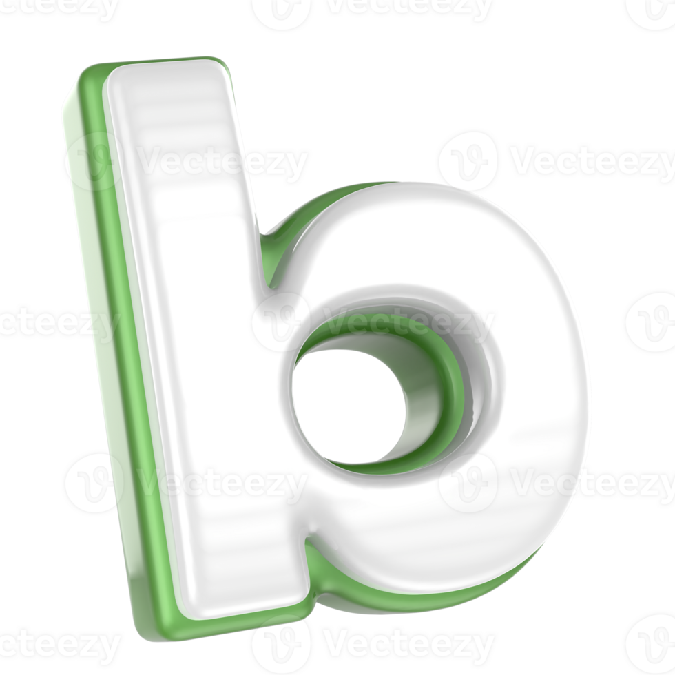 b Letter Green With White 3D Render png