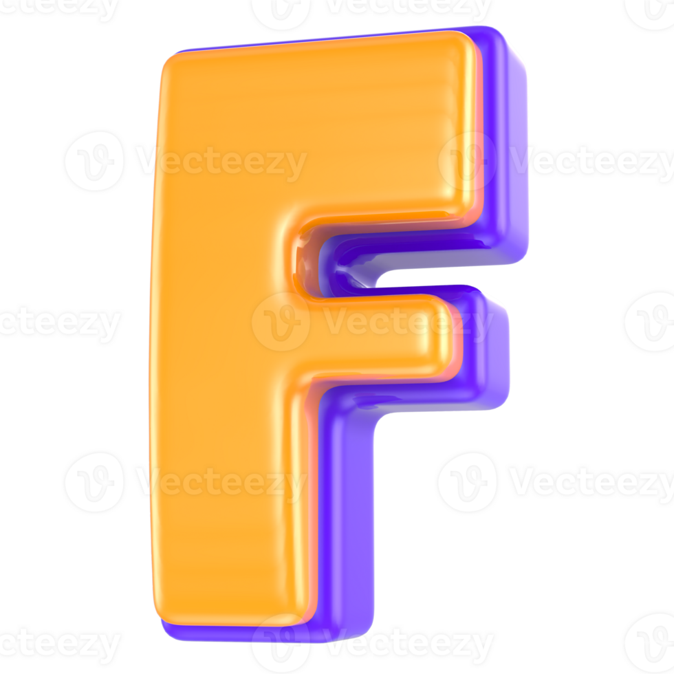 F Font 3D Render png