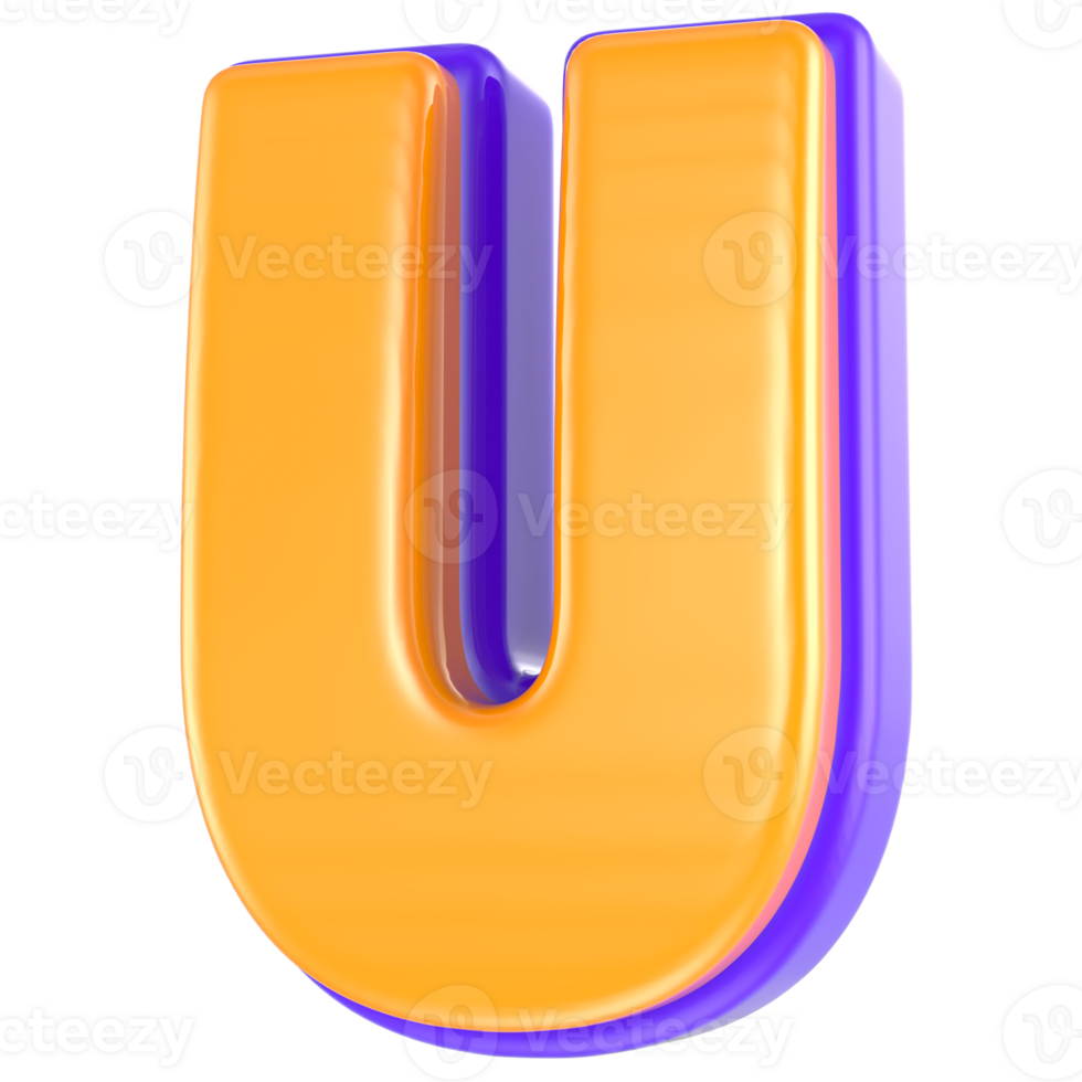 U Font 3D Render png