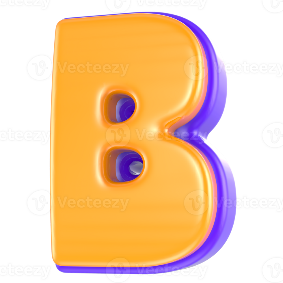 B Font 3D Render png