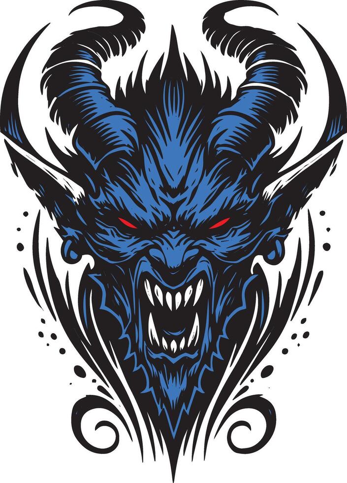 Fierce Demon Head Design vector