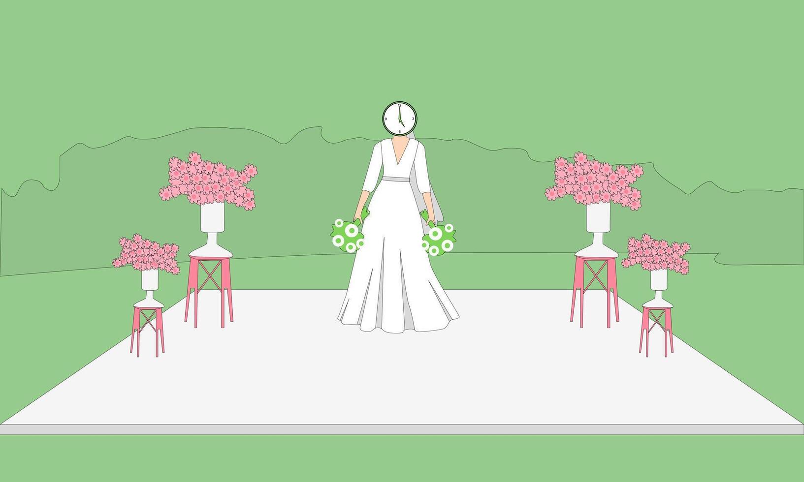 bride holding flowers vector