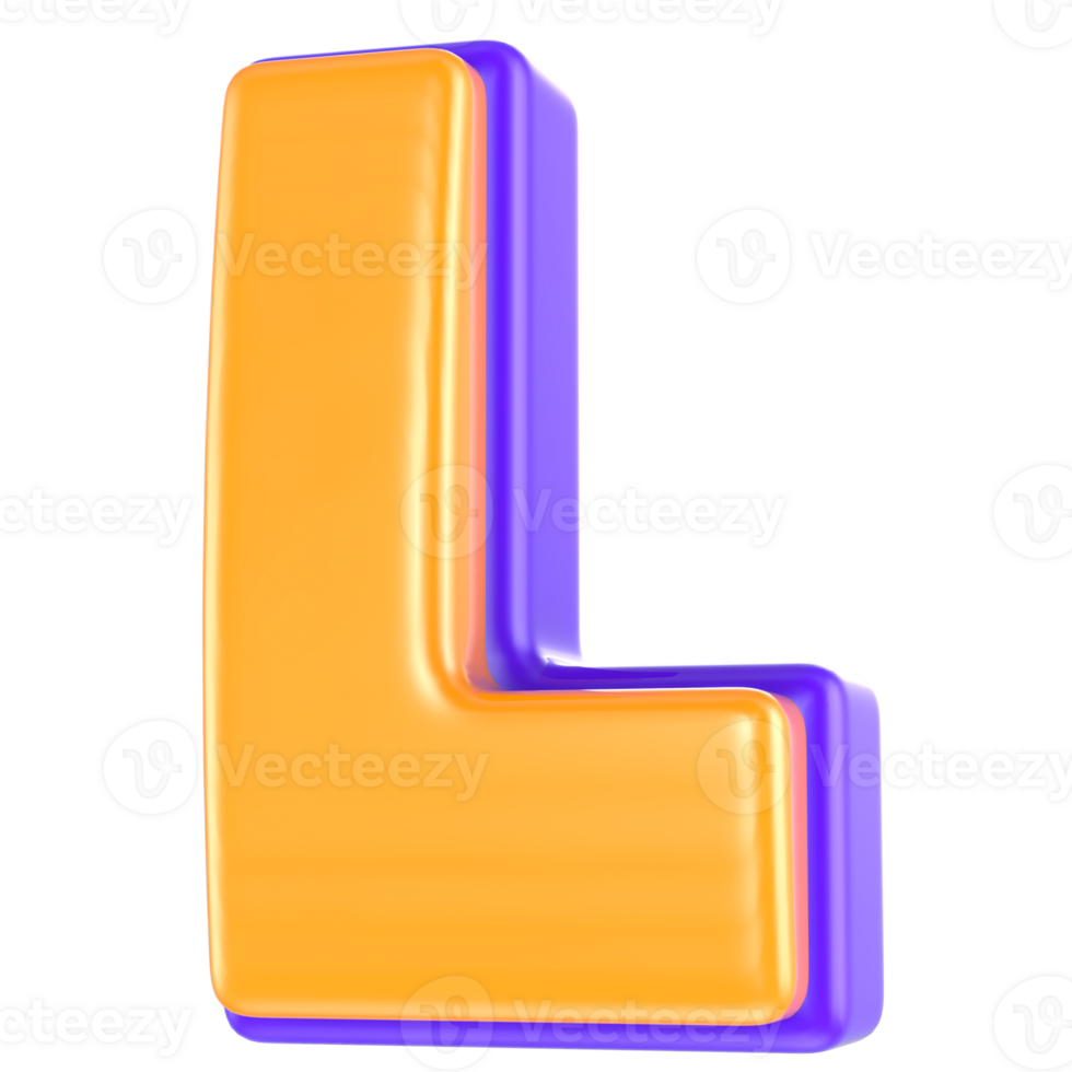 L Font 3D Render png