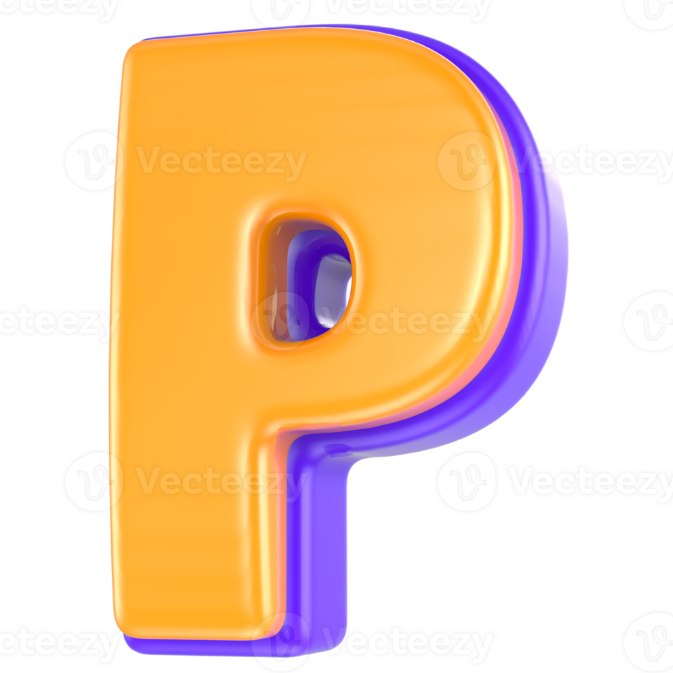 P Font 3D Render png