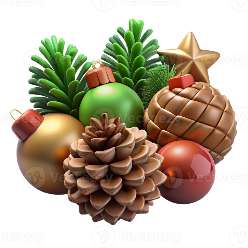 The Christmas pine cones in 3D elements png