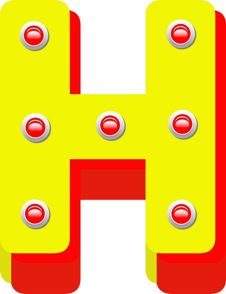 3D Broadway light bulb, Alphabet Letter H png