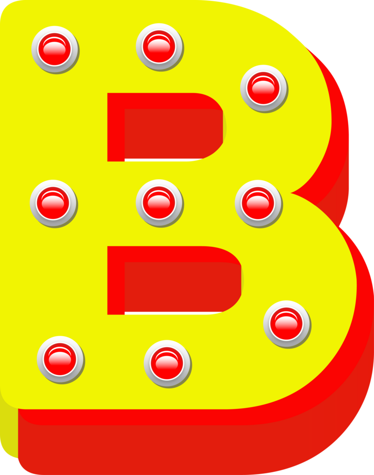 3D Broadway light bulb, Alphabet Letter B png