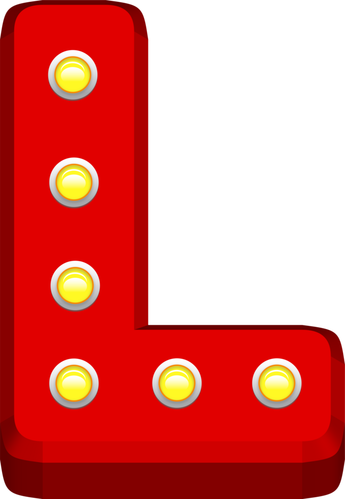 3D Red Cinema light bulb, Alphabet Letter L png