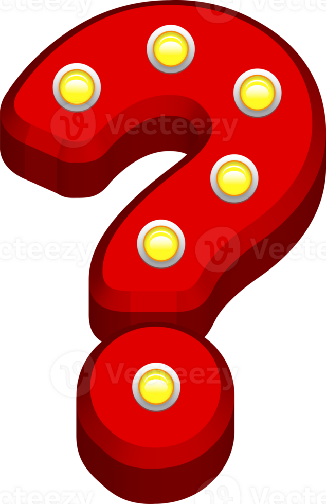 3D Red Cinema light bulb, Question mark png