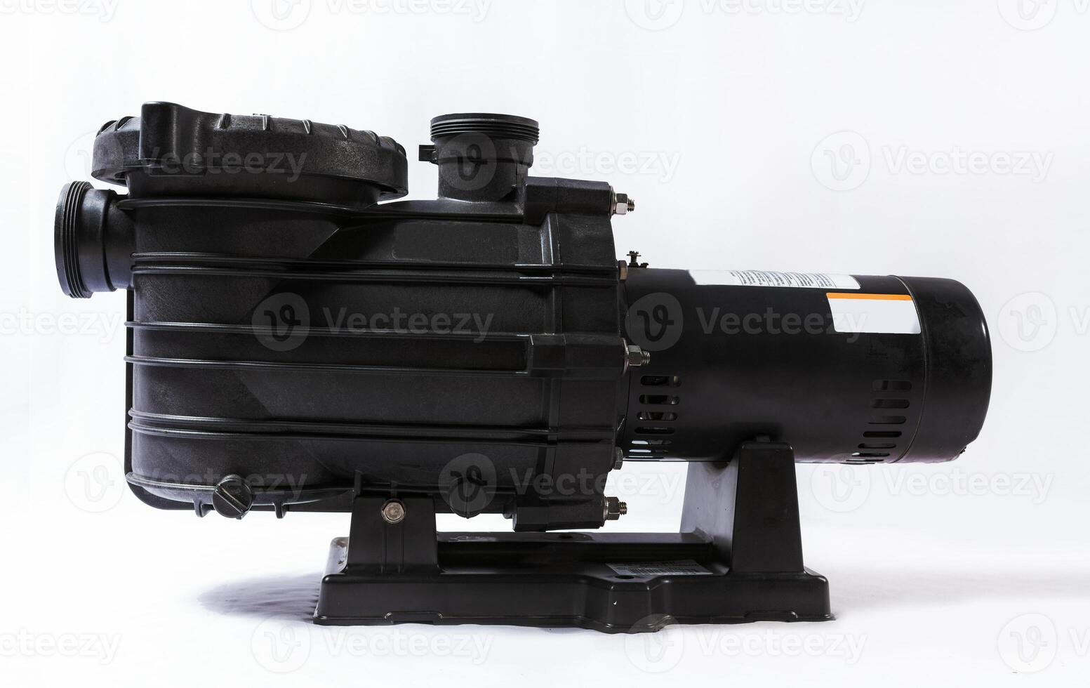 Sand filter pump for swimming pool on isolated background. Compressor for pool cleaning isolated, Electric pump for swimming pool on white background. Pool water pump on isolated background photo