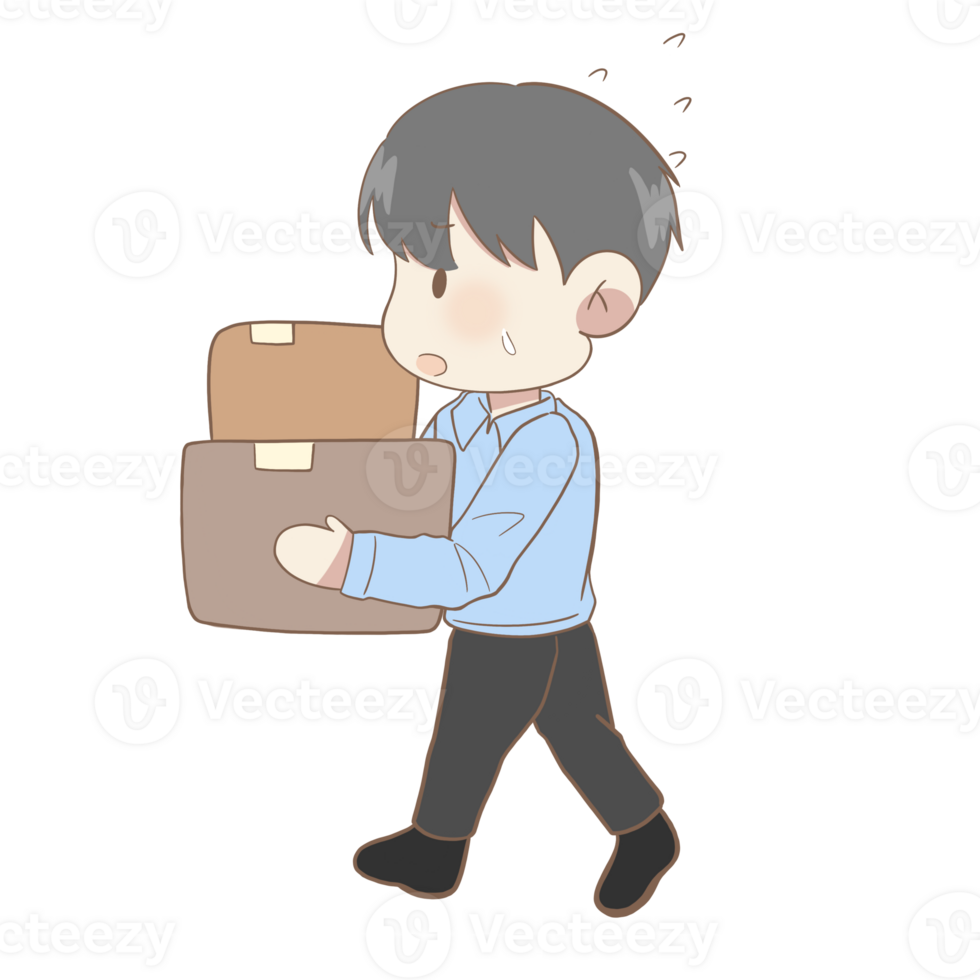 cartoon man carrying boxes png