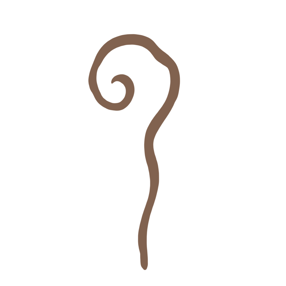 Spiral shaped walking stick with brown border on transparent background. png