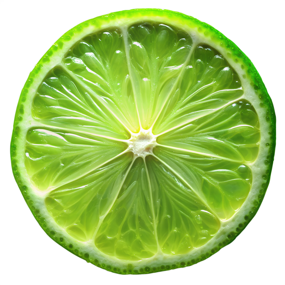 Juicy slice of lime isolated on transparent background png